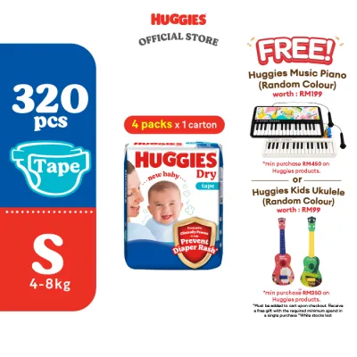 Huggies Dry Diapers for Newborn Baby NB80 / S80 (4 Packs) Soft and Absorbent diaper