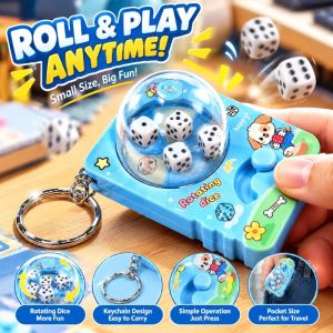Mini Rotating Dice Keychain Fidget Toy Kawaii Bag pendant Charm Fun Gift for Kids & Adult