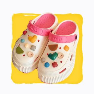 [Free Shipping] Height-Increasing Clog Sandals for Women High-Heeled Platform Sandals for Outdoor Wear DIY Non-Slip Closed-Toe Beach Sandals Student Slippers