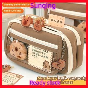 SQ Stationery [Flash Sale] New Capibala Pencil Bag Stationery Bag Cute Fabric Pencil Case Kawaii Dirty-resistant Large-capacity High-looking Pencil Case