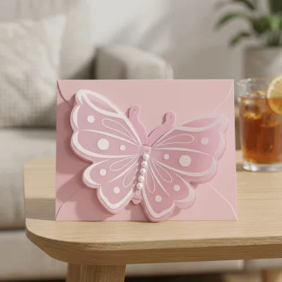 SIRENXI Có phong bì Thẻ Bướm Bữa tiệc Lời chào Thiệp sinh nhật Dễ thương Phụ kiện ngọc trai Thiệp tự làm Lời chúc mừng sinh nhật