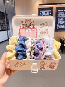 Thun cột tóc vải chun buộc hoa nhí voan ren vintage