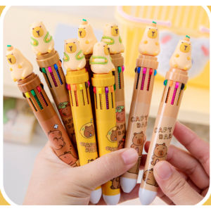 Bolpoin Warna CAPYBARA 10 in 1 / Pulpen 10 Warna Kapibara / Pulpen Warna Karakter Kapibara 10in1