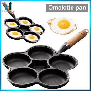 【Homelements】5 Round Holes Like a Sunflower Cookware Pancake Pan Cast Iron Cake Maker Frying Pan Breakfast Cooking Pan for Gas Stove Induction Cooker