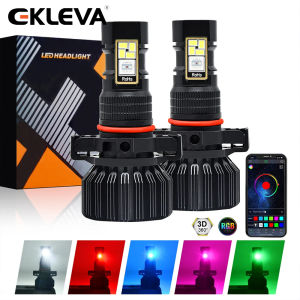 EKLEVA Multifunction RGB LED Fog Light Bulb H8/H9/H10/9005/9006/5202 Driving Lamp 12V 5370 LED 15000LM For APP control LED