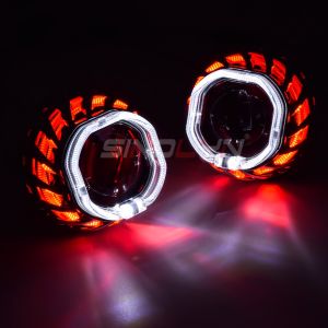 Sinolyn 2.5 Inch Dual LED Square Angel Eyes Bi-xenon Lenses For H7 H4 Headlight Projector Light Spiral Hot Wheel Car Accessories
