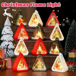 Christmas Flame Light Vintage Creative Desktop Lamp Santa Claus Snowman Night Light Xmas Ornament