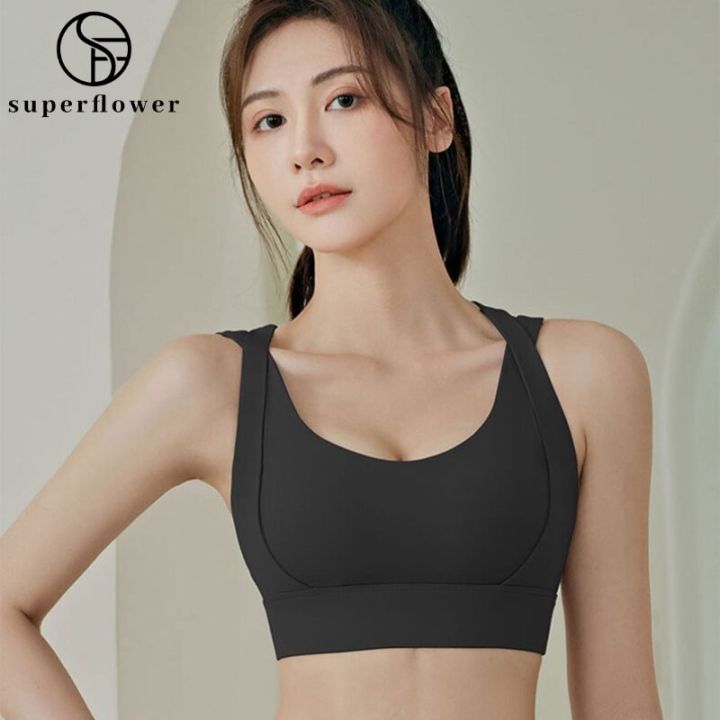 Size XL Black Cross-Back Yoga Sports Bra for Women - High Support & Shockproof Fitness Bra main image 1