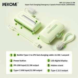 WEKOME (Model: WP-113) Linon 22.5W (10000mAh) Super Fast Emergency Capsule Powerbank