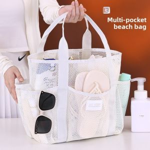 New Multi-pocket Mesh Beach Tote: Spacious Fitness & Sports Organizers with Swimwear Pouches for Travel