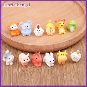 Fanzi 1PC thu nhỏ 12 cung hoàng đạo nhựa búp bê bức tượng nhỏ thủ công thực tế động vật cho micro cảnh quan cảnh trang trí phụ kiện tự làm