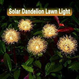 REGISTR windflower Blowball Solar Lights IP65 Waterproof Aluminum Wire Solar Landscape Lights Atmosphere Lamp Energy Saving Puffball Flower Solar Lamps Patio Decor