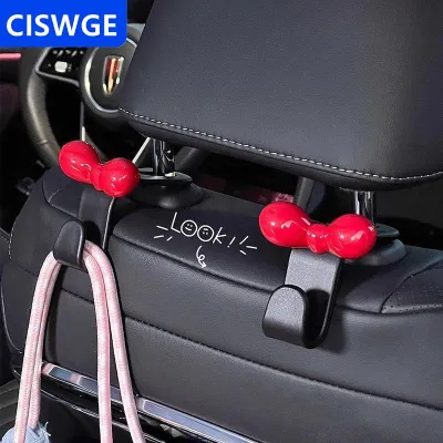 [COD] CISWGE AUTOPARTS 2Pcs Tựa Đầu Móc Xe Ghế Trở Lại Màu Hồng Bow Không Đánh Dấu Móc Áo Tổ Chức Cho Túi Ví Tiết Kiệm Không Gian Bên Trong Xe Ô Tô