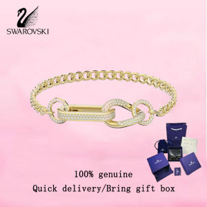 💎 Swarovski 💎 Womens fashion bracelet Gold veneer mixed links white diamond M5636740 Dextera bracelet Valentines Day gift Birthday gift