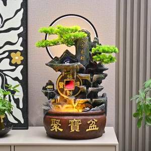 Decorative Accessories Water Fountain Indoor Water Feature Decorative Items Display Desktop Circulating Water Feng Shui Money Bowl Decoration Decorative Accessories Water Fountain Indoor