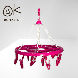 UniGlobal High Quality Heavy Duty Round Plastic Hanger Multipurpose Use With 19 Clips