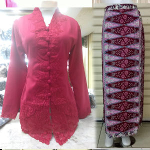 Kebaya Encim Bordir Lengan Panjang Senada Set Rok Tumpal Pucuk Rebung Betawi | Kebaya Bordir Polos | Kebaya Jumbo | Kebaya Encim Bahan Toyobo Harga Promo