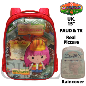 Tas Anak Perempuan ALTO STAR ENGINEER Tas Ransel Anak Sekolah PAUD TK SD Material Bahan PREMIUM 3D GRATIS Jas Hujan