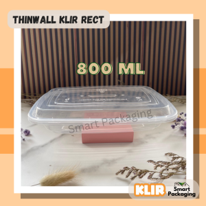 [ISI 25 PCS] Thinwall KLIR Rectangle 800ml 1050ml 1250ml 1500ml / Kotak Makan Persegi Panjang Plastik Rect / Plastik Bekal