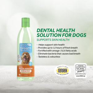 TropiClean Fresh Breath Dental Health Solution (Water Additive) for Dog&Cat | Oral Care 8oz/16oz/1L