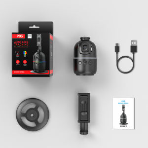 P03 Auto Face Tracking PTZ Phone Holder AI Face Recognition 360° Rotation Gesture Control Selfie Stand Live Stream Phone Holder