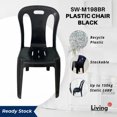Plastic Chair Black Suitable Indoor & Outdoor Made in Malaysia Ready Stock