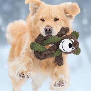 CUTE ELVES Linen Dog Chew Toy Soft Squeaky Dog Squeaky Toy Cute Grinding Resistant Pet Molar Chew Toy for Small Large Dogs