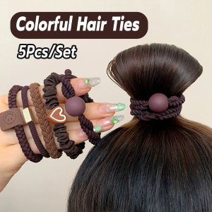 5Pcs Twist Hair Ties High Elastic Rubber Bands Fashion Style Scrunchies Women Hair Accessories