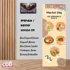 Spanduk Banner Market Day 60X160 Cm Bisa Request Desain