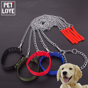 Stainless Steel Dog Chain and Collars Dog Leash Big Dog Chain Dog Collar Adjustable Durable 1.2M/1.7M