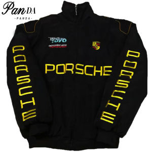 PANDA Porsche F1 Racing Cycling Embroidery Jackets Retro Slim Fit Travel Jacket for Men Sunscreen Waterproof Coat With Zipper