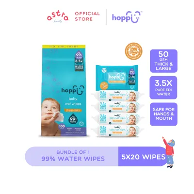 Hoppi 20 Sheets 5-In-1 Bundle Pack Baby Wet Wipes