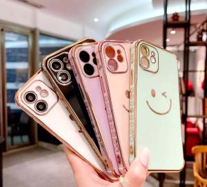 CrashStar Plating Emoji Smile Phone Case For iPhone 16 15 14 13 12 11 Pro Max Mini XS XR X 8 7 Plus + SE 2020 Soft Shockproof Phone Casing Fashion Anti-fall Phone Cover With Full Cover Camera Protection Top Seller