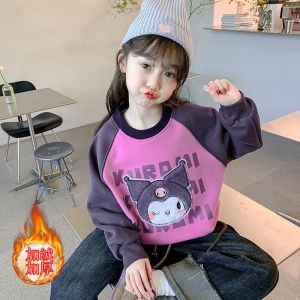 WANDER เสื้อผ้าเด็กผญ เสื้อแขนยาวเด็กผญ ลายการ์ตูนสุดน่ารัก เสื้อเชิ้ตแขนยาวผ้าฟลีซให้ความอบอุ่นสำหรับเด็กผู้หญิง231211