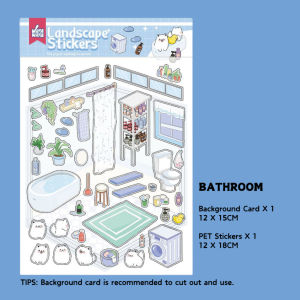 3D Miniature Scene Sticker Staking DIY Cute Cartoon Journal Building Scrapbook Gift PET Simno 造景贴纸