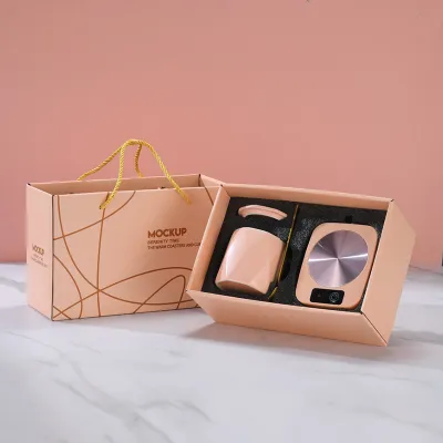 Gift SG Ready Stock Themed Smart Coaster Set: New Thermostatic Mug/Heating Dish for Business Creative Gifts/45℃ Insulation Drinkware Cup
