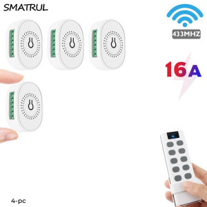 Đèn Công Tắc Không Dây SMATRUL Bộ Thu Hẹn Giờ Rơ Le Điều Khiển Từ Xa 10 Phím RF 10 Phím Mini Điện 433Mhz Đèn Led Gia Đình Bật/Tắt 220V