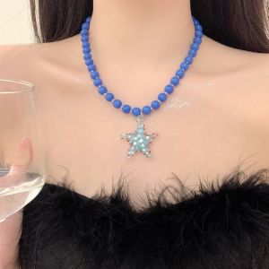 FUNG MALL Acrylic Dây chuyền hình sao biển Ngày nghỉ Bohemian Vòng cổ hạt sao biển Thời trang Dây chuyền xương quai xanh mùa hè Phụ nữ