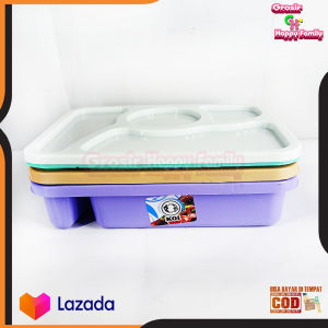 Grosir!! 1 Lusin Tempat makan bekal anak sekolah 4 Sekat Lunch Box Sovenir Warna Pastel