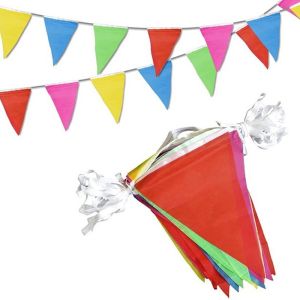 100M Multicolor Fiesta Nylon Pennant Banner Flag Triangle Bunting for Grand Opening Carnival Birthday Party Event Decor