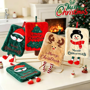 Christmas Snowman Hand Towel with Hanging Loop Coral Fleece Absorbent Face Towel Cute Xmas Gift for Exchange Gift Party Soft Quick Dry Kitchen Bathroom Towel