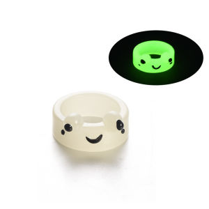 Colorful Luminous Cute Frog Rings Lover Resin Acrylic Rings for Women Girls Couple Travel Ring Summer Fashion Jewelry