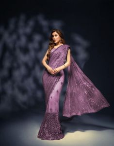 [PRE-ORDER] GEORGEETE SAREE WITH EMBROIDERY SEQUENCE DESIGN WORK {ETA:2025-12-31}