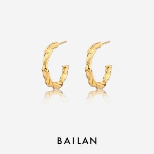 Bailan Twisted Hoop Earrings Women Elegant Minimalist Luxury Fashion Ear Jewelry ED1991-T