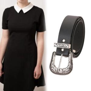 Eye Catching Waist Belt with Relief Buckle for Adult Personality PU Waist Belts for Women Coat Dress Adjustable Length