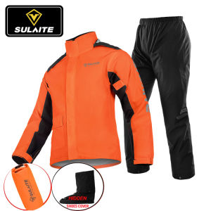 SULAITE Motorcycle Riding vehicle Curved beam Raincoat Rain waterproof jackets Racing rain coat with hidden shoes cover hat