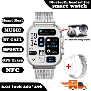 2025 New Smart Watch TWS 2-in-1 Headset Bluetooth Call Headphone Fitness Sports Men Watch GPS Track Smartwatch Monitor Play Music Watch Women