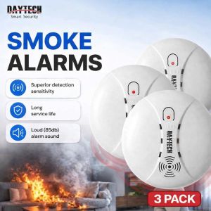 DAYTECH Wireless Smoke Detector 3PCS Photoelectric Sensor with 9V Battery – Manila Shipping