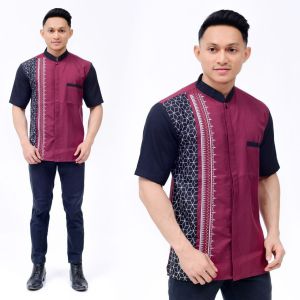 Koko Pria Dewasa Lengan Pendek Baju Muslim Pria Motif Bordir