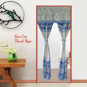 Rèm Cửa Thanh Ngọc VẢI GẤM Thêu Hoa Văn May Xẻ Giữa Nhiều Màu